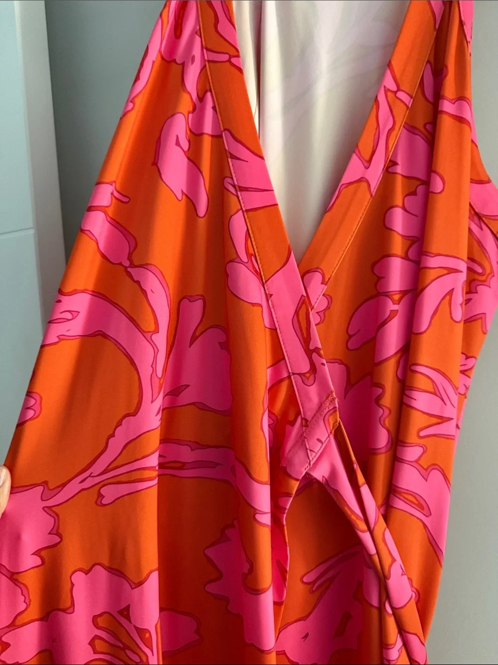 Julie Brown Pink and Orange Floral Maci Halter Dress